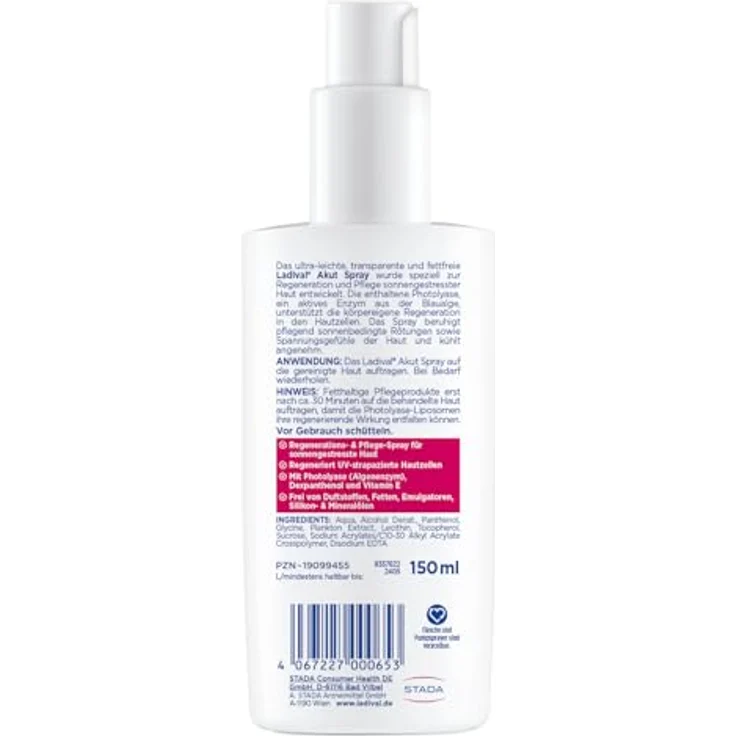 Ladival Sonnengestresste Haut Akut Spray, After Sun Repair mit Photolyase, feuchtigkeitsspendend und kühlend, 150ml – Bild 2