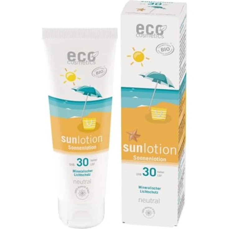 Eco Cosmetics Sonnenlotion, LSF30 Neutral, Mineralischer UV-Schutz, 125ml