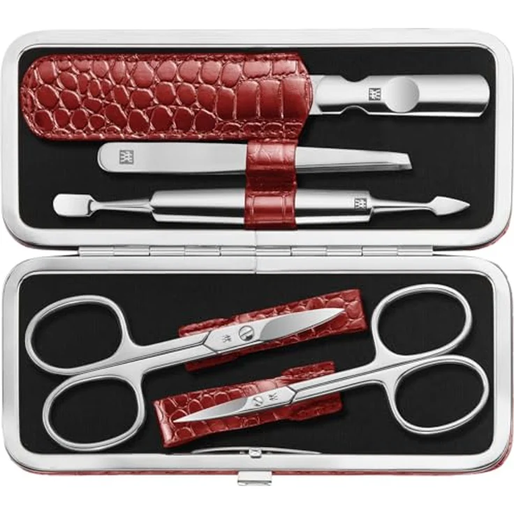 Zwilling Classic Inox Maniküre Pediküre Set 5tlg. mit Nagelschere, Leder, rot Maniküre-Set 1 Stück – Bild 1