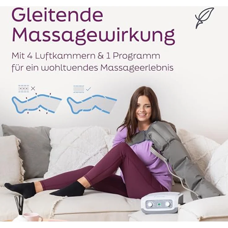 Venen Engel 4 Basic, Arm Massagegerät mit 4 Luftkammern, 1 Massageprogramm zur Förderung der Durchblutung, gegen Wassereinlagerungen, ergänzend zur manuellen Lymphdrainage – Bild 3