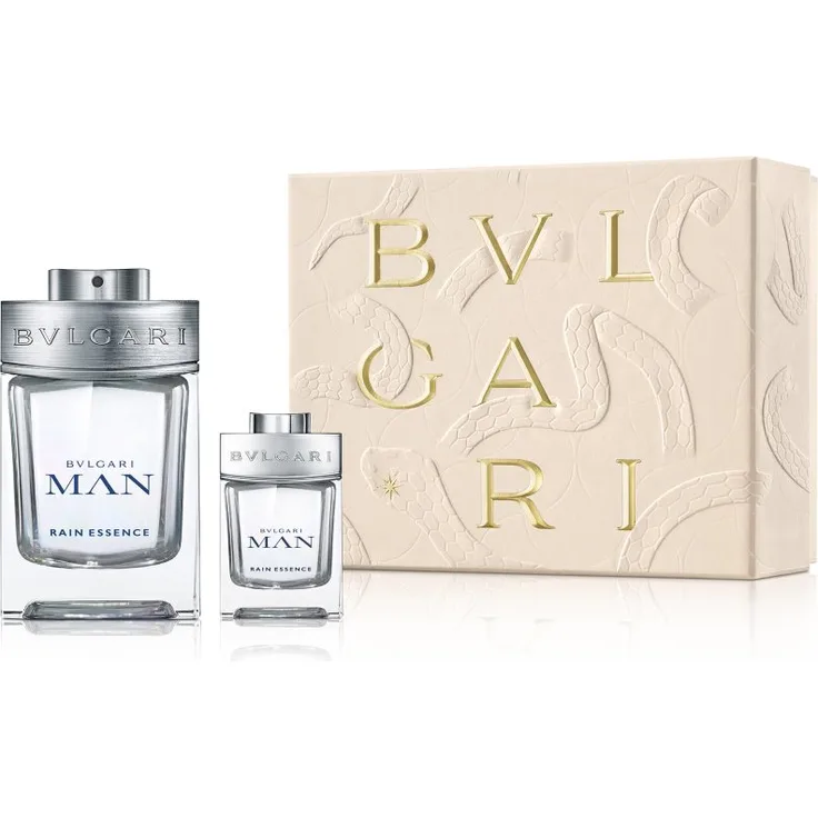 BVLGARI Bvlgari Man Rain Essence Geschenkset, Herren-Duftset mit 100 ml Eau de Parfum und 15 ml Mini-Version, limitierte Edition