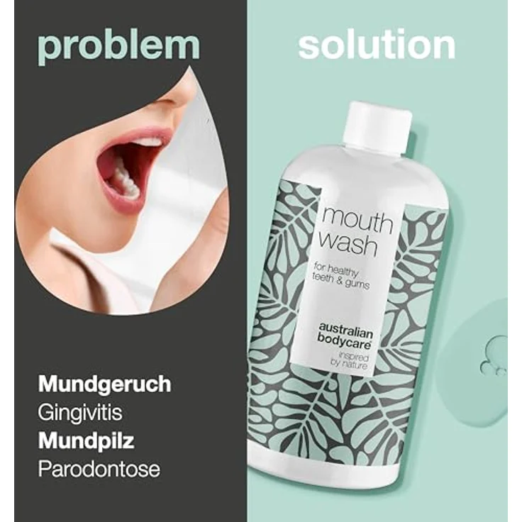 Mundspülung mit antibakteriellem Teebaumöl - 500ml | Pflegt und lindert gereiztes und blutendes Zahnfleisch | für eine gesunde Mundhygiene ohne schlechten Atem | 100% vegan und dermatologisch getestet – Bild 2