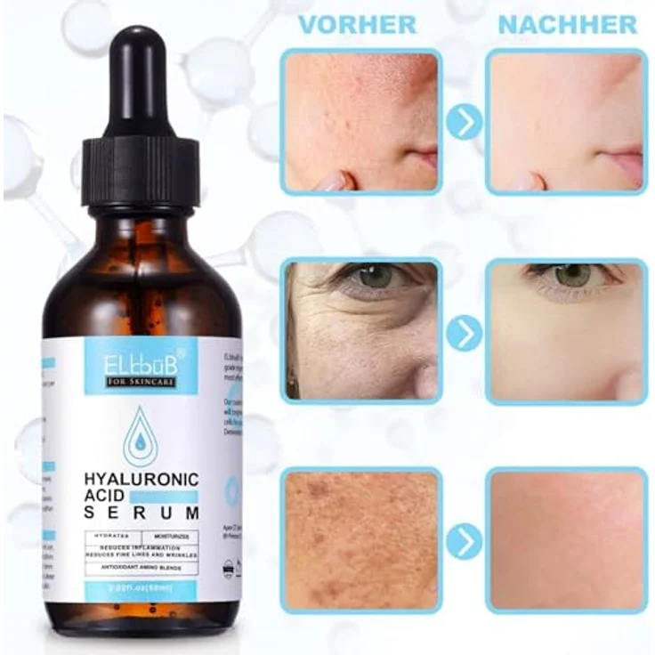 P-Beauty Cosmetic Accessories Gesichtsserum mit Hyaluronsäure, Bio & Vegan, 60ml, intensiv feuchtigkeitsspendend, für alle Hauttypen – Bild 8