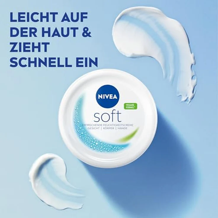 NIVEA Soft erfrischende Feuchtigkeitscreme (200 ml), leichte Creme mit Vitamin E und 100% natürlichem Jojoba-Öl, schnell einziehende Hautcreme für fühlbar entspannte Haut – Bild 3