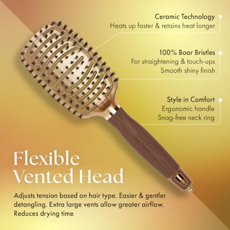 Olivia Garden NanoThermic Haarbürste mit Ionen-Flex, für Kopfhaut, glättende und glänzende Oberfläche – Bild 4