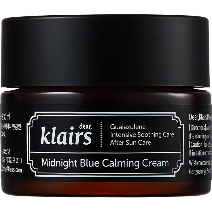 Klairs Midnight Blue Calming Cream, Gesichtscreme für sensible Haut mit Guaiazulen, Centella Asiatica Extrakt und Ceramid 3, 30 ml