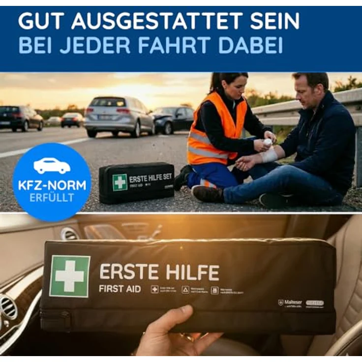 Flexeo KFZ-Verbandtasche inkl. Warndreieck und Warnweste (längliche Form) – Bild 9