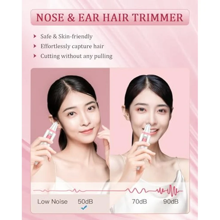 FUNHEE Nasenhaartrimmer 3-in-1 Set, USB wiederaufladbarer Haartrimmer mit Doppelschneideklingen für schmerzfreies Trimmen von Nasen-, Ohren- und Augenbrauenhaaren – Bild 3