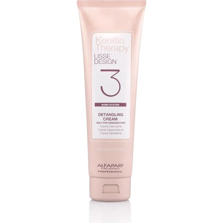 Alfaparf Milano Lisse Design Detangling Cream, 125ml, Pflegecreme für geschädigtes Haar mit Kera-Protection Komplex und Babassu-Öl, hellrosa