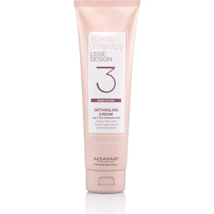 Alfaparf Milano Lisse Design Detangling Cream, 125ml, Pflegecreme für geschädigtes Haar mit Kera-Protection Komplex und Babassu-Öl, hellrosa