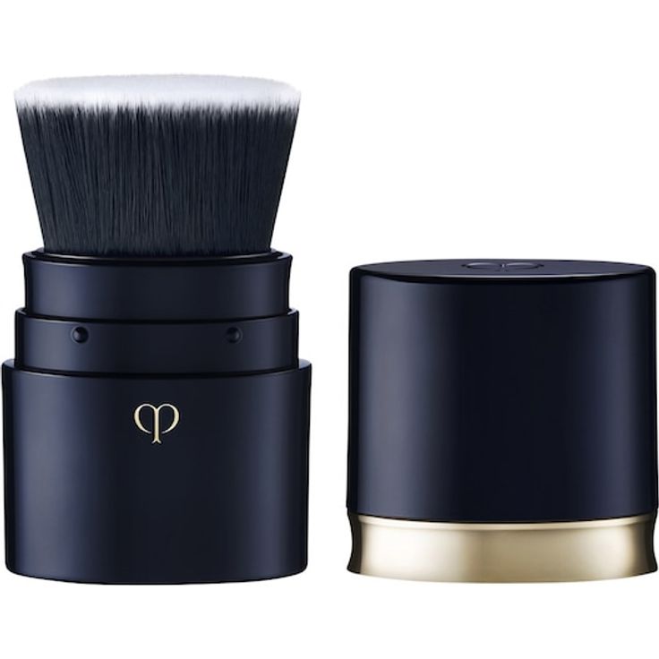 Clé de Peau Beauté Portable Brush Teint, Make-up-Pinsel mit einziehbarem Design in Dunkelblau und Gold, für flüssige und cremige Foundations