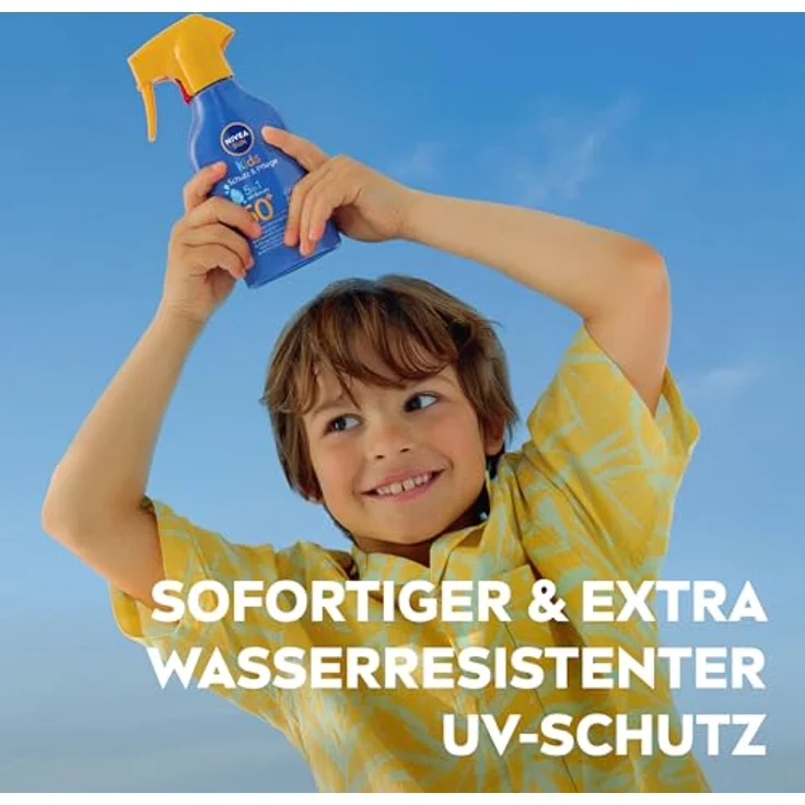 NIVEA SUN Kids Schutz & Pflege Sonnenspray LSF 50+, 250 ml, extra wasserfest mit Panthenol, Vitamin C und E für empfindliche Haut – Bild 5