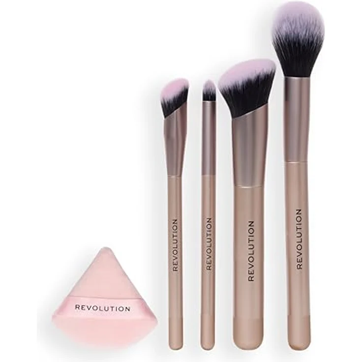 Revolution Beauty London Back To Base-ics Starter Essentials Brush Set, 4-teiliges veganes Pinselset für Foundation, Concealer & Rouge – Bild 2
