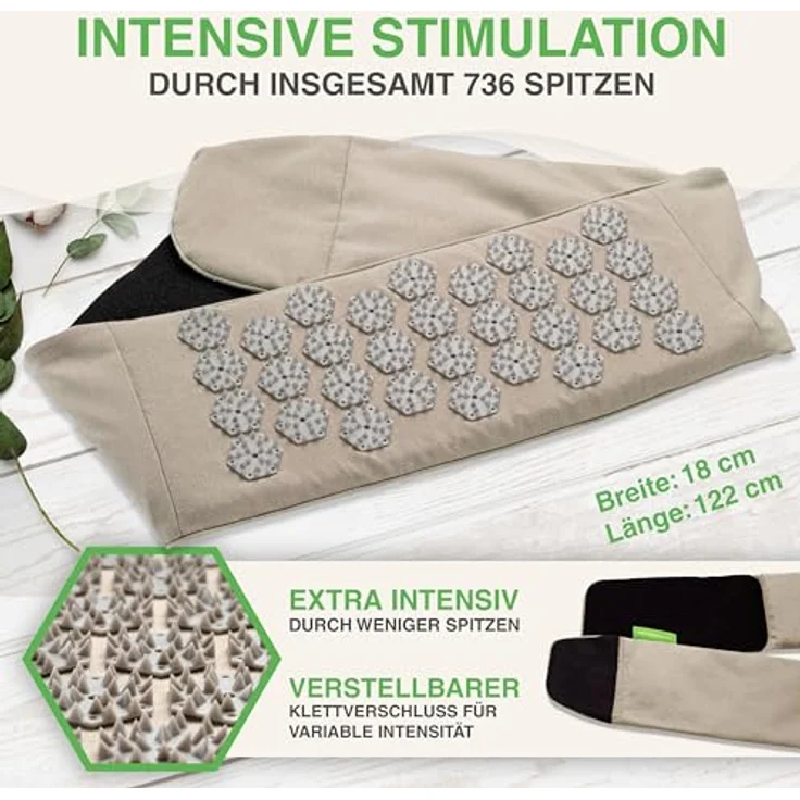 BACKLAxx® Massagegerät Akupressur Lendengürtel, Umweltfreundliches Halbleinen, 100% reine Kokosfasern, Intensitätsregulierung, blau – Bild 4