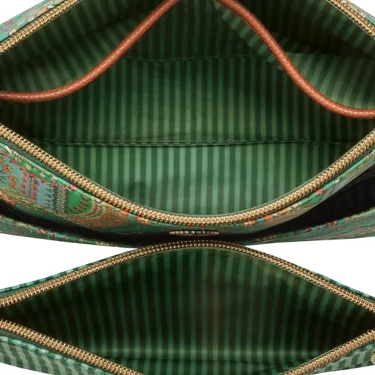 PIP Studio Caryn Kosmetiktasche Jabali 2er Set, geräumig und stilvoll im grünen Polyestersamt mit afrikanischem Blumenmuster – Bild 4
