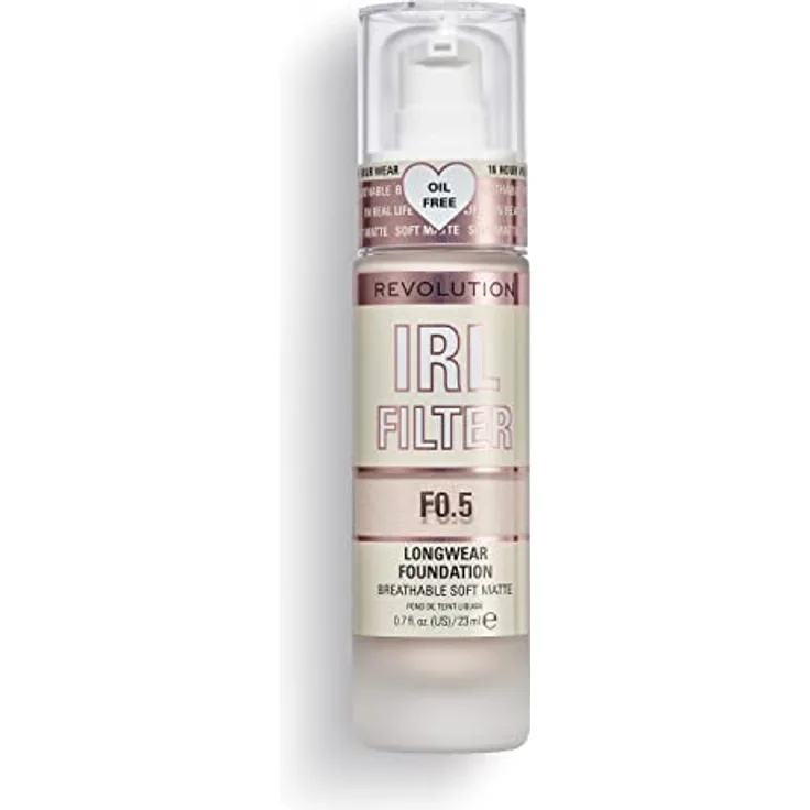 Makeup Revolution, IRL Filter Longwear Foundation, Medium to Full Coverage, F0.5, 23ml