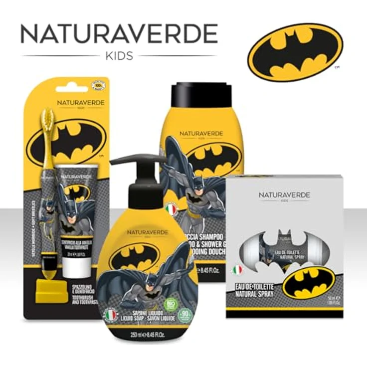 Naturaverde | Kids - Warner Bros Batman Flüssigseife für Kinder, Kinderseife mit grünem Tee-Extrakt, Bio-Handseife, 250 ml – Bild 3