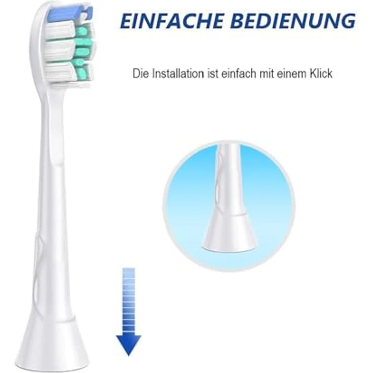 Aismaili 12er Aufsteckbürsten für Philips Sonicare - Weiße Zahnbürstenköpfe mit Memory-Borsten und intensiver Reinigung, kompatibel mit verschiedenen Modellen. – Bild 4