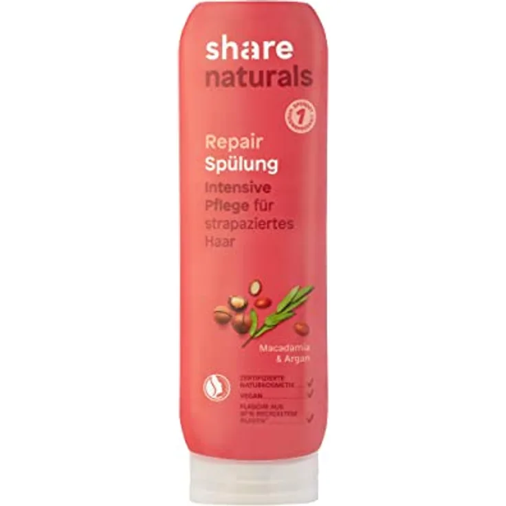 share naturals Spülung Repair 200 ml – Hair Conditioner spendet ein Hygieneprodukt an einen Menschen in Not – Haarspülung mit wertvollen Extrakten – vegane Naturkosmetik
