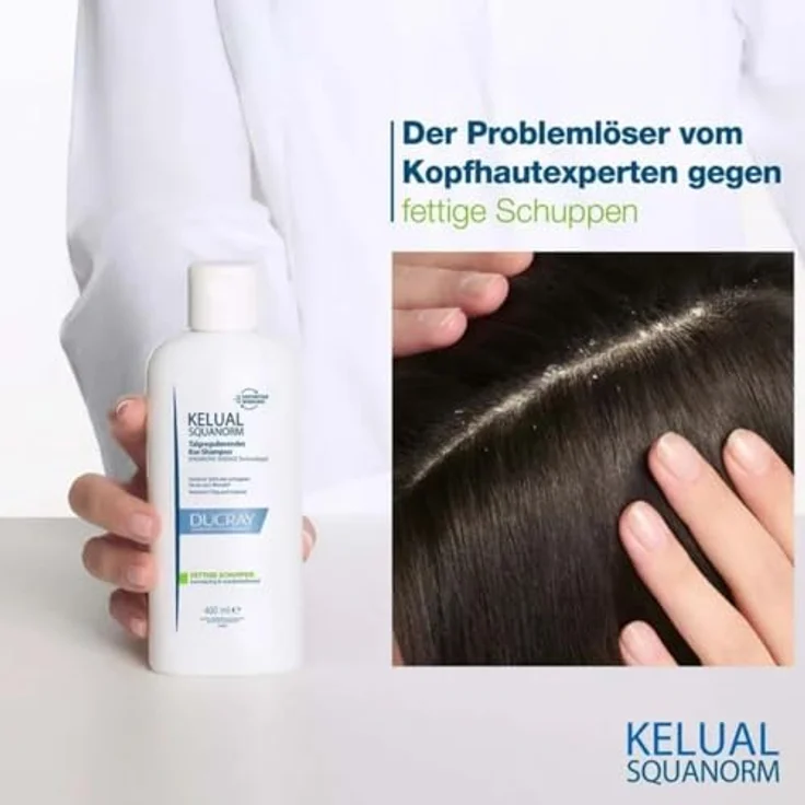 Ducray Kelual Squanorm Shampoo für fettige Schuppen, 400 ml – Bild 3