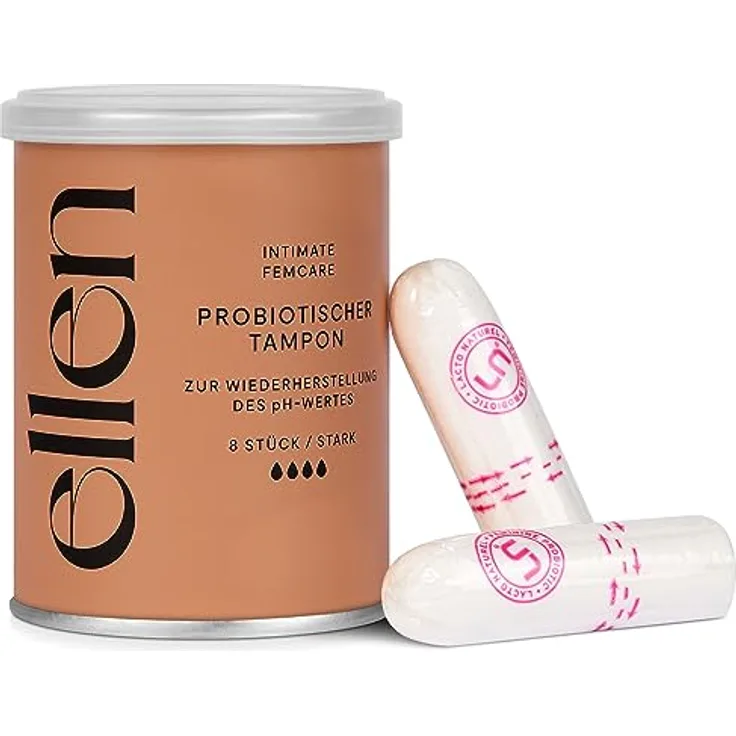 ellen Probiotischer Tampon Stark, mit natürlichen Milchsäurebakterien für einen ausgeglichenen pH-Wert im Intimbereich