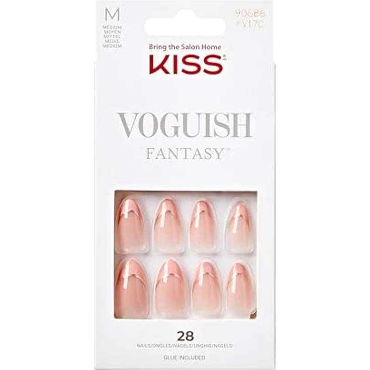 KISS Voguish Fantasy French eclatant, rosa Gelnägel Set mit 28 Kunstnägeln, kleber und Manikürestift – Bild 1