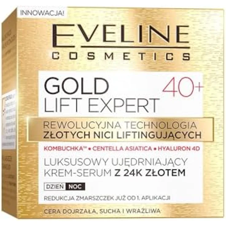 Eveline Cosmetics Gold Lift Expert Straffendes Serum-Creme 24K Gold Therapie für 40+ | Anti-Aging, Lifting & Aufhellende Gesichtsbehandlung | 50ml