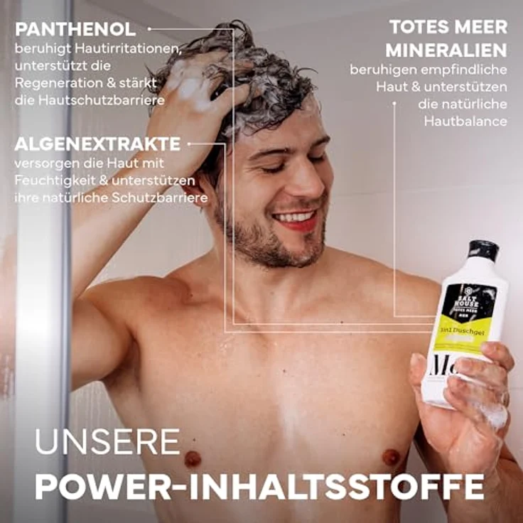 Salthouse Totes Meer Männer 3in1 Duschgel Sensitiv, für Körper, Gesicht & Haar, feuchtigkeitsspendend mit Panthenol & Algenextrakt, dermatologisch getestet, 250 ml – Bild 5