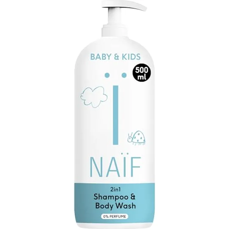 Naif Baby & Kids 2-in-1 Reinigungsgel und Shampoo, vegan, ohne Duftstoffe, 500 ml