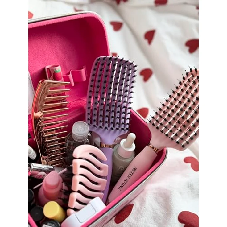 Sister Young OVIA LILIAC BV - professionelle Haarbürste mit natürlichen Wildschweinborsten, ergonomisch & belüftet, lila – Bild 10