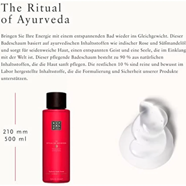 RITUALS The Ritual of Ayurveda Schaumstoff, 500 ml, mit indischer Rose und süßem Mandelöl - Beruhigende & pflegende Eigenschaften – Bild 3
