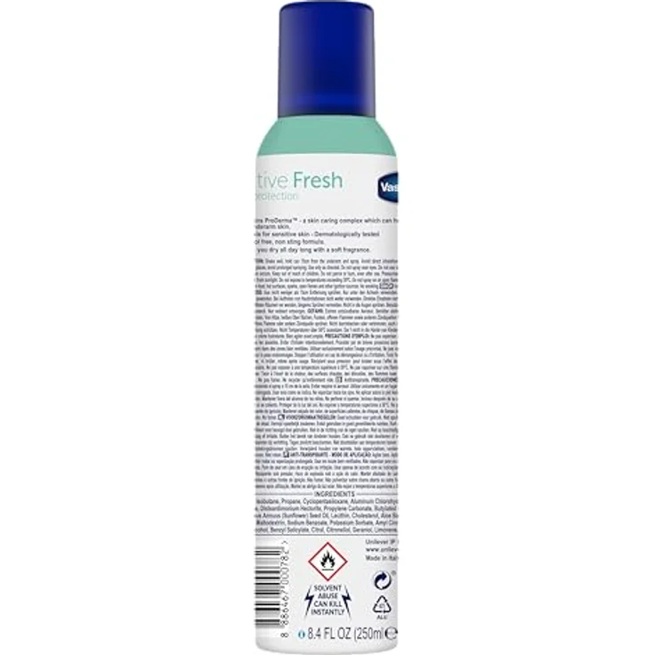 Vaseline Active Fresh 48h 250ml | 0% Alkohol, Deodorant Lufterfrischer in Sprayform – Bild 2