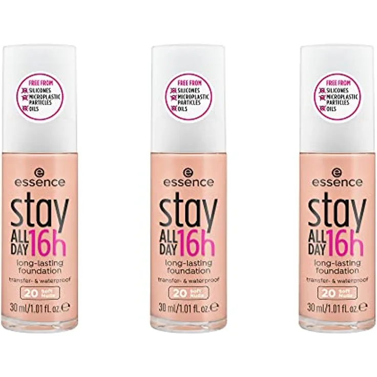 Essence STAY ALL DAY 16H Foundation, langanhaltende Make-up mit super softer Textur, silikonfrei, 30ml