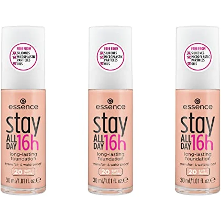 Essence STAY ALL DAY 16H Foundation, langanhaltende Make-up mit super softer Textur, silikonfrei, 30ml – Bild 1