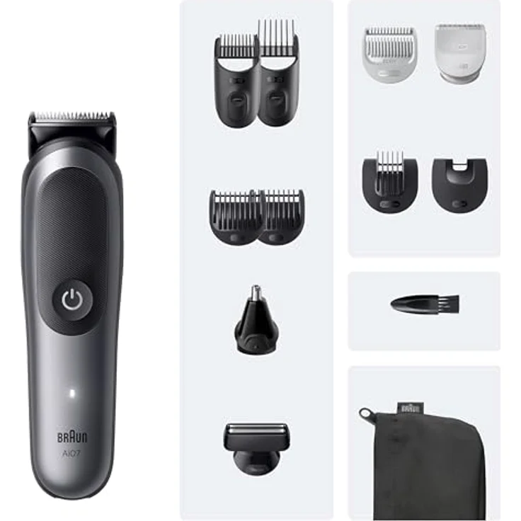 Braun All-in-One Series 7 12-in-1 Groomingset ProBlade, Nasenhaartrimmer für Herren, grau/schwarz – Bild 8