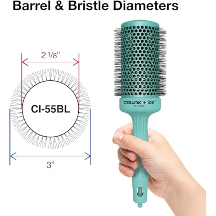 Olivia Garden Ceramic Ion Round Thermal Hair Brush 2.125, professionelle Rundbürste mit Keramik-Ionen-Technologie für glänzende, voluminöse Frisuren – Bild 2