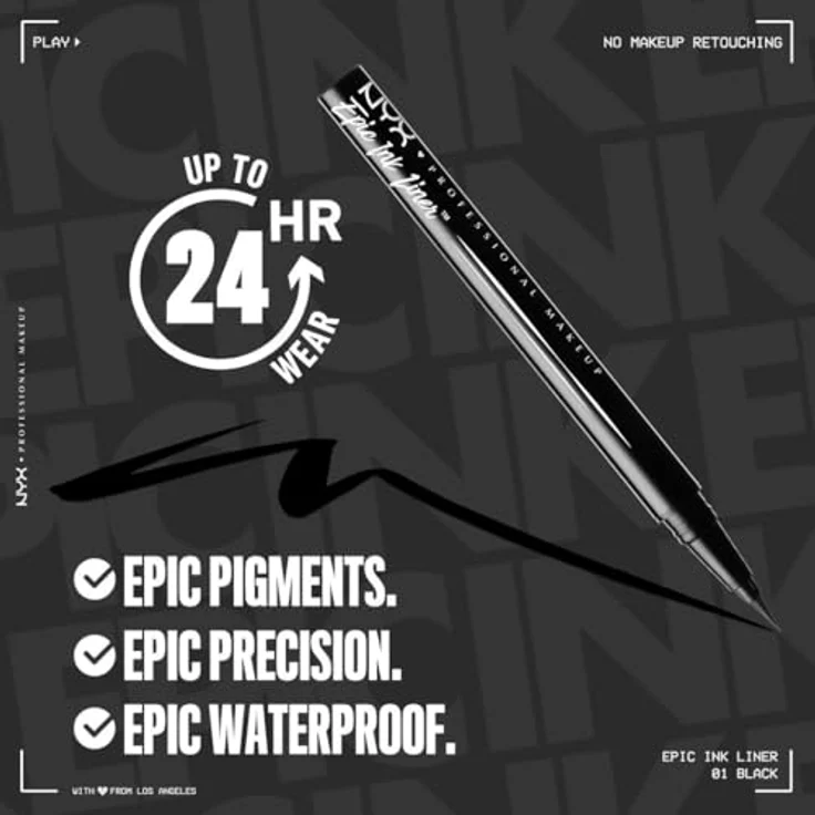 NYX Epic INK LINER Eyeliner waterproof #black 1 ml  – Bild 3