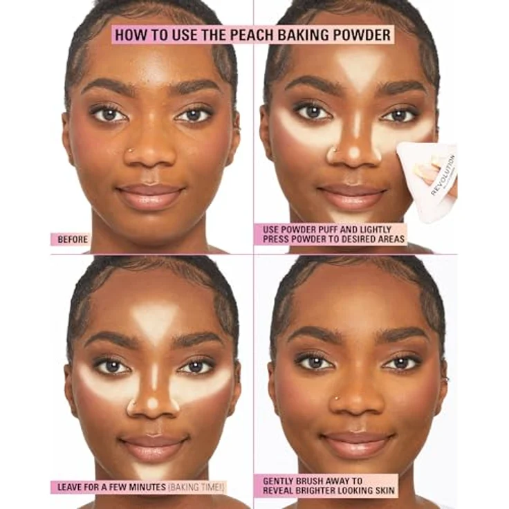 Revolution Beauty London Loose Baking Powder, Prolongs Makeup Wear, Brightening Setting Powder, For All Skin Tones, Peach, 32g – Bild 5