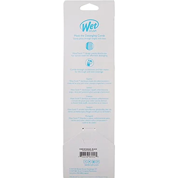 WetBrush Easy-Glide Kamm, Wellenzahn-Design für müheloses Entknoten, geeignet für alle Haartypen, Schwarz – Bild 3