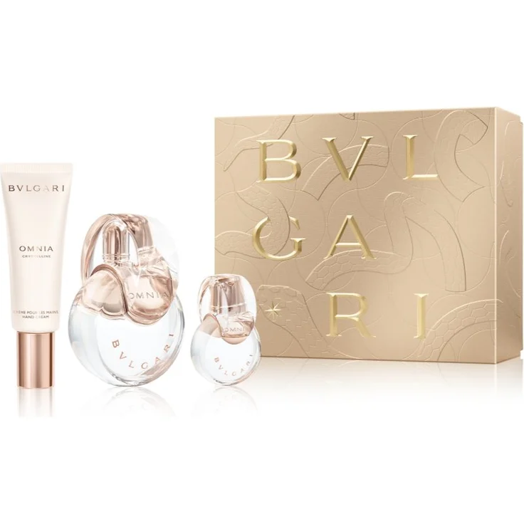 BVLGARI Omnia Crystalline Geschenkset für Damen, Eau de Toilette 100 ml + 15 ml & Handcreme 40 ml, luxuriöser Duft in schöner Verpackung