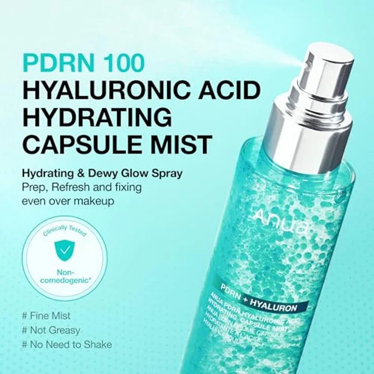 Anua PDRN Hyaluronic Acid Hydrating Capsule Mist 100ml – feuchtigkeitsspendendes Gesichtsspray mit Glow-Finish, PDRN, Hyaluronsäure & Kollagen – Bild 3