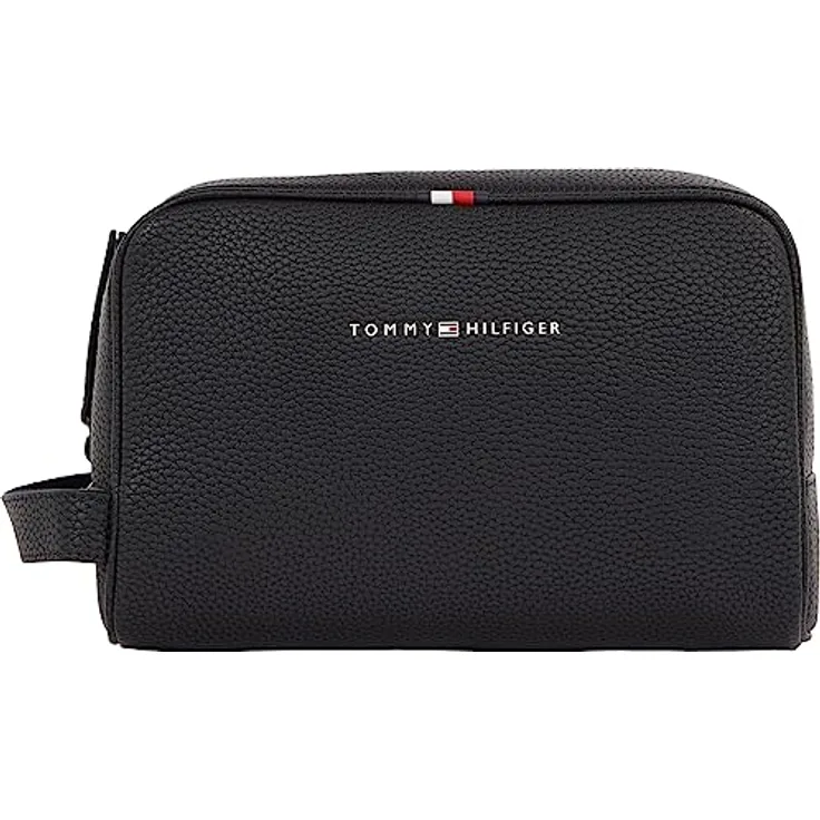 Tommy Hilfiger Herren Kulturbeutel Essential PU Washbag Kunstleder, Schwarz (Black), Einheitsgröße