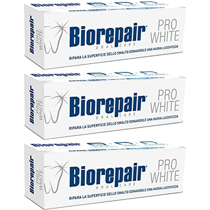 Biorepair Pro White Whitening Toothpaste with microRepair - 2.5 Fluid Ounce (75ml) Tubes (Pack of 3) [ Italian Import ]
