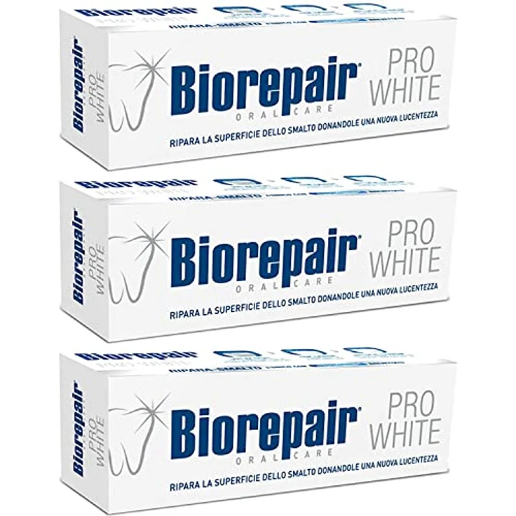 Biorepair Pro White Whitening Toothpaste with microRepair - 2.5 Fluid Ounce (75ml) Tubes (Pack of 3) [ Italian Import ]