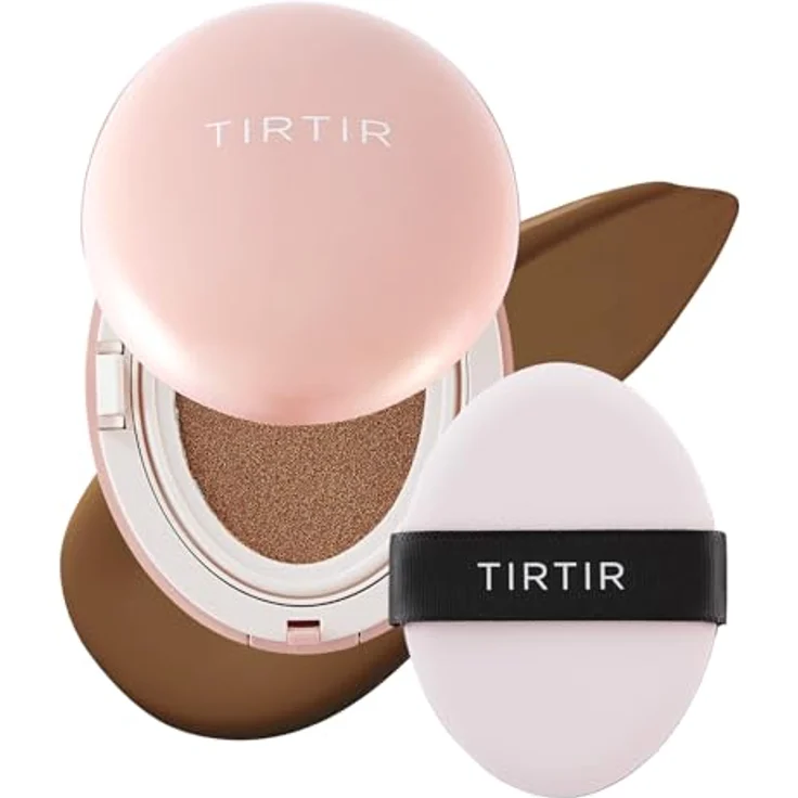 TIRTIR Mask Fit All Cover Pink Cushion Foundation, hohe Deckkraft, samtig-mattes Finish, neutralisiert Rötungen, 0,63 Fl Oz, 43N Deep Cocoa – Bild 1