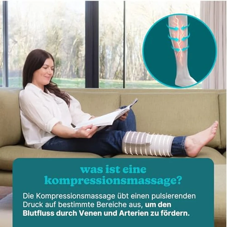HoMedics Modulair Kompressions-Wadenstütze & Controller-Set, Wadenmassagegerät mit Wärme, 5 Intensitäten, 4 Kompressionsprogramme, für Wadenumfang bis 50 cm – Bild 3