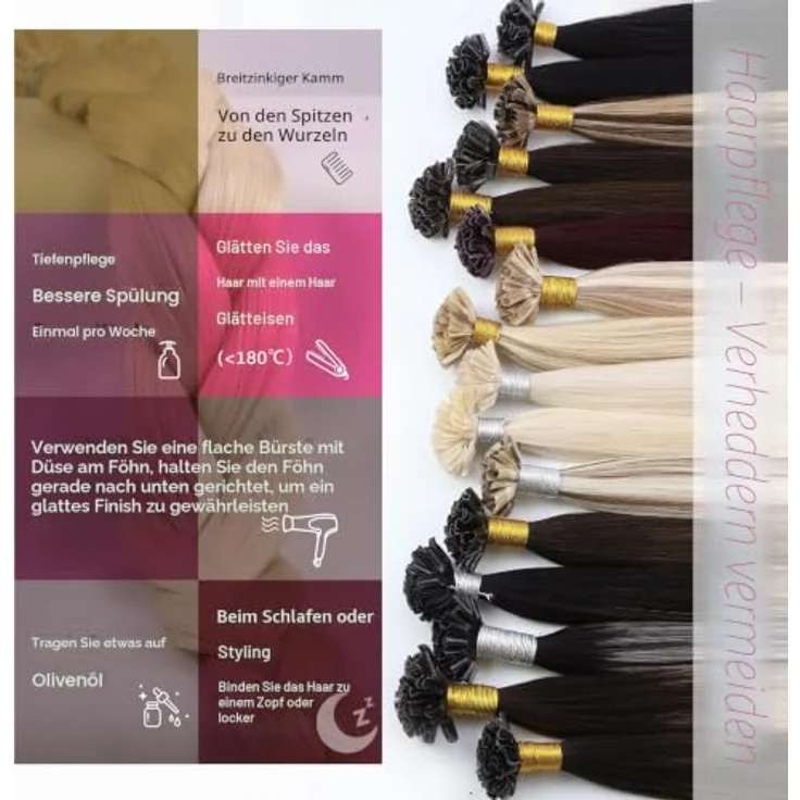 Moresoo Keratin Bonding Extensions Echthaar, Nahtlos, Platinblond, 60 cm, 50 g – Bild 4