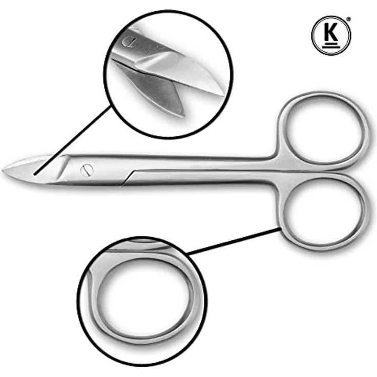 K-Pro Fußnagelschere, 11 cm Profi-Pediküre-Schere aus rostfreiem Edelstahl, scharf und gebogen für dicke und eingewachsene Zehennägel, ideal für Senioren und Diabetiker – Bild 2