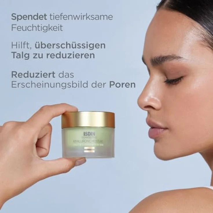 ISDIN ISDINCEUTICS Hyaluronic Moisture Oily and Combination Skin, leichte mattierende Gesichtscreme mit Hyaluronsäure, 50g, speziell für fettige Haut und Mischhaut – Bild 5