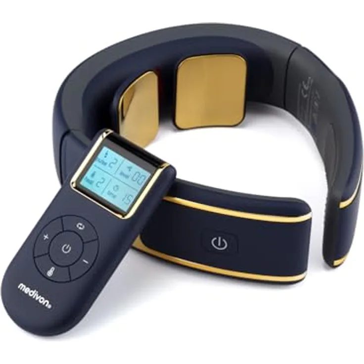 Medivon Nackenmassage Ultra EMS Pro, Massagegerät mit Elektrostimulation, Wärmetherapie und integrierter Vibrationsfunktion